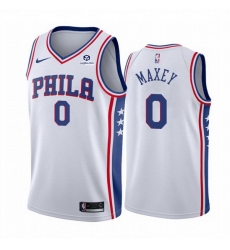 Men Philadelphia 76ers 0 Tyrese Maxey White Association Edition Stitched Jersey