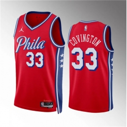 Men Philadelphia 76ers 33 Robert Covington Red Statement Edition Stitched Jersey