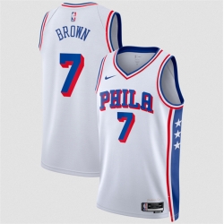 Men Philadelphia 76ers  7 Jaylen Brown White 2026 Association Edition Stitched Jersey
