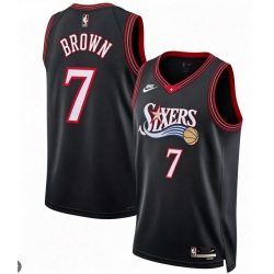 Men Philadelphia 76ers Jaylen Brown #7 Black Edition Stitched Stitched Jersey
