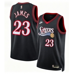 Men Philadelphia 76ers LeBron James #23 Black Edition Stitched Stitched Jersey