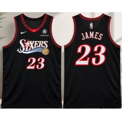 Men Philadelphia 76ers LeBron James 23 Black Edition Stitched Stitched crypto patch Jersey