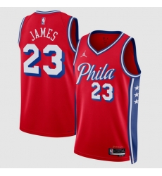 Men Philadelphia 76ers LeBron James Jordan Brand Red Swingman Jersey Statement Edition