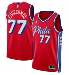 Men Philadelphia 76ers V J Edgecombe #77 Jordan Brand Red Swingman Jersey Statement Edition