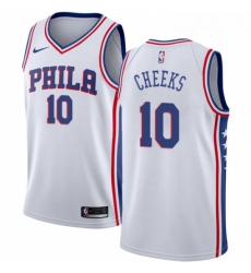 Mens Nike Philadelphia 76ers 10 Maurice Cheeks Swingman White Home NBA Jersey Association Edition