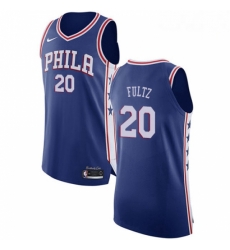 Mens Nike Philadelphia 76ers 20 Markelle Fultz Authentic Blue Road NBA Jersey Icon Edition