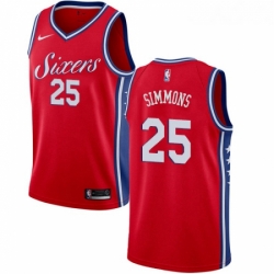 Womens Nike Philadelphia 76ers 25 Ben Simmons Swingman Red Alternate NBA Jersey Statement Edition