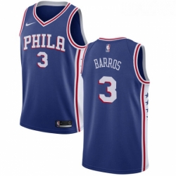 Womens Nike Philadelphia 76ers 3 Dana Barros Swingman Blue Road NBA Jersey Icon Edition