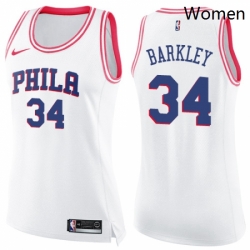 Womens Nike Philadelphia 76ers 34 Charles Barkley Swingman WhitePink Fashion NBA Jersey