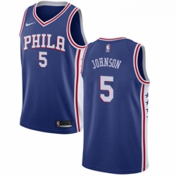 Womens Nike Philadelphia 76ers 5 Amir Johnson Swingman Blue Road NBA Jersey Icon Edition 