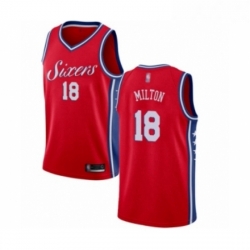 Youth Philadelphia 76ers 18 Shake Milton Swingman Red Basketball Jersey Statement Edition 