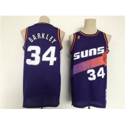 Men Phoenix Suns 34 Barkley Purple Throwback 2021 NBA Jersey