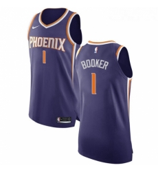 Youth Nike Phoenix Suns 1 Devin Booker Authentic Purple Road NBA Jersey Icon Edition