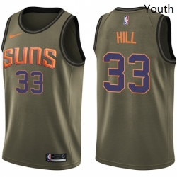 Youth Nike Phoenix Suns 33 Grant Hill Swingman Green Salute to Service NBA Jersey