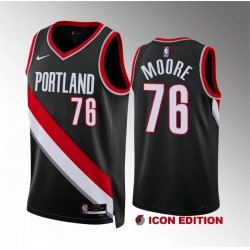 Men Portland Trail Blazers 76 Taze Moore Black Icon Edition Stitched Basketball Jersey