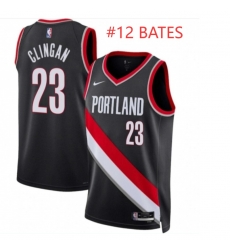 Men Portland Trail Blazers BATES #12 Black Edition Stitched Basketball Jersey Men Portland Trail Blazers BATES #12 Black Edition Stitched Basketball Jersey
