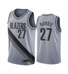 Men Portland Trail Portland Blazers 27 Jusuf Nurkic Gray NBA Swingman 2020 21 Earned Edition Jersey