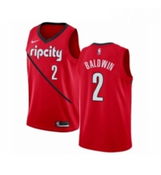 Mens Nike Portland Trail Blazers 2 Wade Baldwin Red Swingman Jersey Earned Edition 