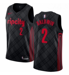 Mens Nike Portland Trail Blazers 2 Wade Baldwin Swingman Black NBA Jersey City Edition 