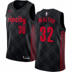 Mens Nike Portland Trail Blazers 32 Bill Walton Swingman Black NBA Jersey City Edition