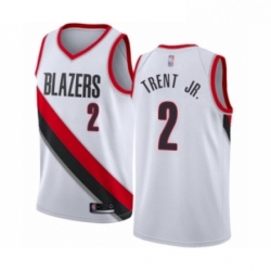 Mens Portland Trail Blazers 2 Gary Trent Jr Authentic White Basketball Jersey Association Edition 