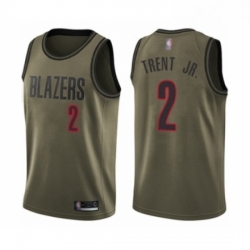 Mens Portland Trail Blazers 2 Gary Trent Jr Swingman Green Salute to Service Basketball Jersey 