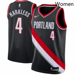 Womens Nike Portland Trail Blazers 4 Moe Harkless Swingman Black Road NBA Jersey Icon Edition 