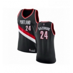 Womens Portland Trail Blazers 24 Kent Bazemore Swingman Black Basketball Jersey Icon Edition 