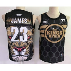 Men Los Angeles Lakers 23 Lebron James Black With Sacramento Kings Of Air Swingman Nike Fashion Jersey