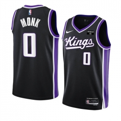 Men Sacramento Kings 0 Malik Monk Black 2023 24 Icon Edition Swingman Stitched Basketball Jersey