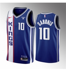 Men Sacramento Kings 10 Domantas Sabonis Blue 2023 24 City Edition Stitched Basketball Jersey