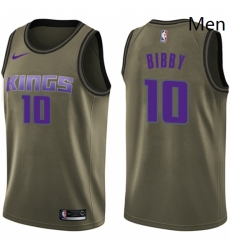 Mens Nike Sacramento Kings 10 Mike Bibby Swingman Green Salute to Service NBA Jersey