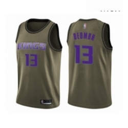 Mens Sacramento Kings 13 Dewayne Dedmon Swingman Green Salute to Service Basketball Jersey 