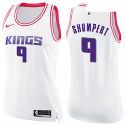 Womens Nike Sacramento Kings 9 Iman Shumpert Swingman WhitePink Fashion NBA Jersey 