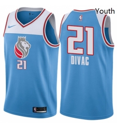 Youth Nike Sacramento Kings 21 Vlade Divac Swingman Blue NBA Jersey City Edition