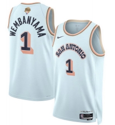 Men San Antonio Spurs 1 Victor Wembanyama Light Blue 2026 Final Patch City Edition Stitched Basketball Jersey Men San Antonio Spurs 1 Victor Wembanyama Light Blue 2026 Final Patch City Edition Stitched Basketball Jersey