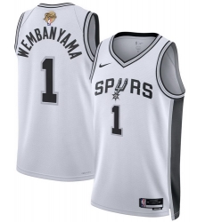 Men San Antonio Spurs 1 Victor Wembanyama White 2026 Final Patch Association Edition Stitched Basketball Jersey Men San Antonio Spurs 1 Victor Wembanyama White 2026 Final Patch Association Edition Stitched Basketball Jersey