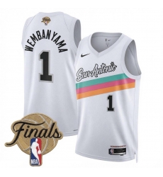 Men San Antonio Spurs 1 Victor Wembanyama White 2026 Finals Patch Stitched Basketball Jersey Men San Antonio Spurs 1 Victor Wembanyama White 2026 Finals Patch Stitched Basketball Jersey