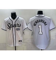 Men San Antonio Spurs 1 Victor Wembanyama White Stitched Baseball Jersey Men San Antonio Spurs 1 Victor Wembanyama White Stitched Baseball Jersey