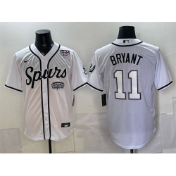 Men San Antonio Spurs  11 Carter Bryant White USA 250  Patch Stitched Baseball Jersey