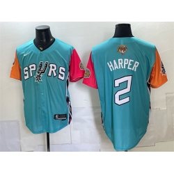 Men San Antonio Spurs  2 Dylan Harper Teal 2026 Finals Patch Stitched Baseball Jersey