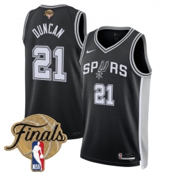 Men San Antonio Spurs  21 Tim Duncan Black 2026 Finals Patch Icon Edition Stitched Basketball Jersey