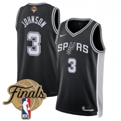 Men San Antonio Spurs  3 Keldon Johnson Black 2026 Finals Patch Icon Edition Stitched Basketball Jersey