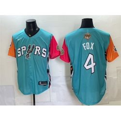 Men San Antonio Spurs  4 De Aaron Fox Teal 2026 Finals Patch Stitched Baseball Jersey