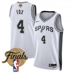 Men San Antonio Spurs  4 De Aaron Fox White 2026 Finals Patch Association Edition Stitched Basketball Jersey