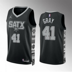 Men San Antonio Spurs 41 Raiquan Gray Black Statement Edition Stitched Basketball Jersey