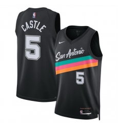 Men San Antonio Spurs 5 Stephon Castle Black 2025 26 City Edition Stitched Basketball Jersey Men San Antonio Spurs 5 Stephon Castle Black 2025 26 City Edition Stitched Basketball Jersey