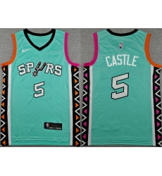 Men San Antonio Spurs 5 Stephon Castle Teal City Edition Stitched Basketball Jersey Men San Antonio Spurs 5 Stephon Castle Teal City Edition Stitched Basketball Jersey