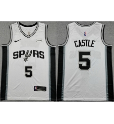 Men San Antonio Spurs 5 Stephon Castle White 2025 26 Association Edition Stitched Basketball Jersey Men San Antonio Spurs 5 Stephon Castle White 2025 26 Association Edition Stitched Basketball Jersey