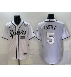 Men San Antonio Spurs 5 Stephon Castle White USA 250 Patch Stitched Baseball Jersey Men San Antonio Spurs 5 Stephon Castle White USA 250 Patch Stitched Baseball Jersey